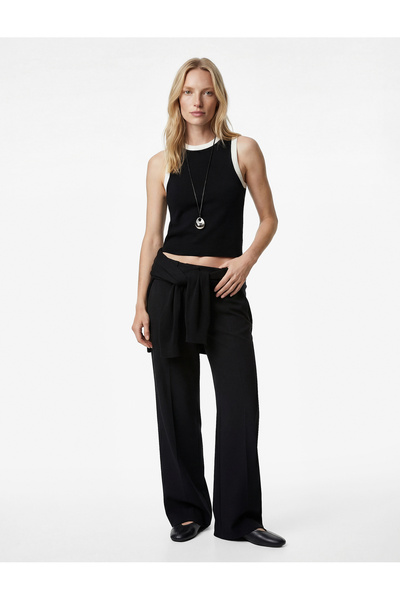 Koton Pantaloni cu balon din amestec de viscoză talie înaltă cu potrivire nor...