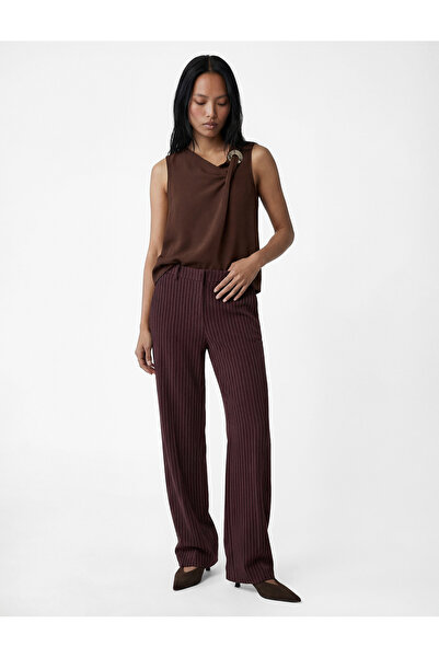 Koton Asymmetrical Collar Sleeveless Blouse with Metal Accessories