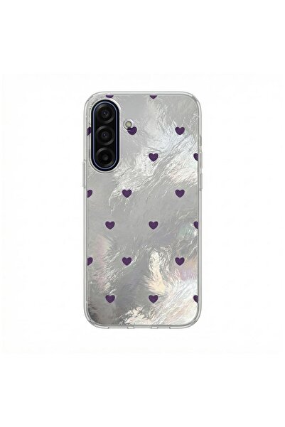 Zebana Samsung Galaxy A17 Uyumlu Kılıf Pink Heart Silikon Kılıf Lila