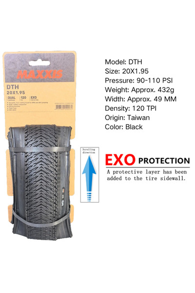 Maxxis إطار دراجة EXO DTH(M147P) مقاس 20X1.95، مقاس 26x2.3، مقاس 26x2.15، مقا...