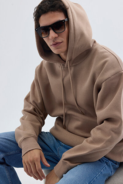 Tudors Unisex Oversize Geniş Kesim Pamuklu Yumuşak Dokulu İçi Polarlı Basic V...