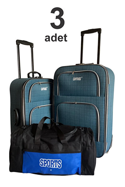 Captivex 2 Wheels-Bellowed-Very Lightweight 2 Pieces Fabric Suitcases Large a...