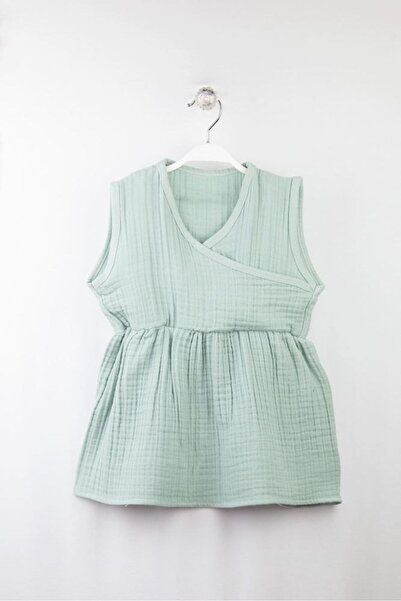 Bondilolly Rochie de muselina pentru bebelusi cu bretele late elastice in talie