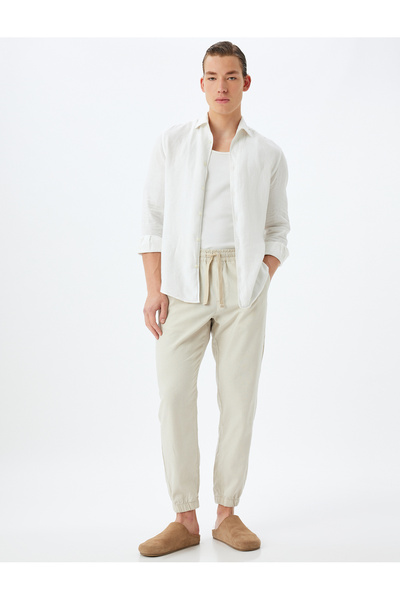 Koton Jogginghose aus Leinenmischung mit Schnürung an der Taille und Taschend...