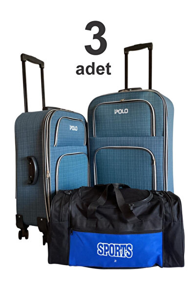 KARİZMA POLO 4-Wheeled-Bellowed-Very Lightweight 2 Pieces Fabric Suitcases La...