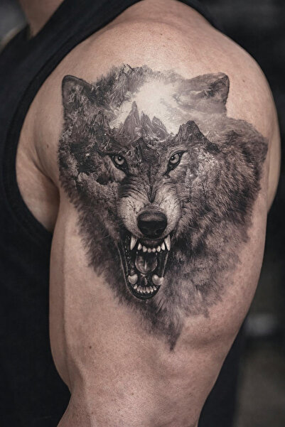 TAKIŞTIR Geçici Kurt Figürlü Büyük Boy Dövme Tattoo