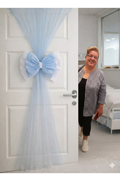 Mutlu Başlangıçlar Hastane Odası Bebek Odası Kapı Süsleme Tülü ve Fiyongu