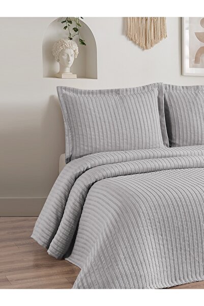Calantha Home Collection Lena 3 Parça Çift Kişilik Pike Takımı Gri 230 x 240 ...