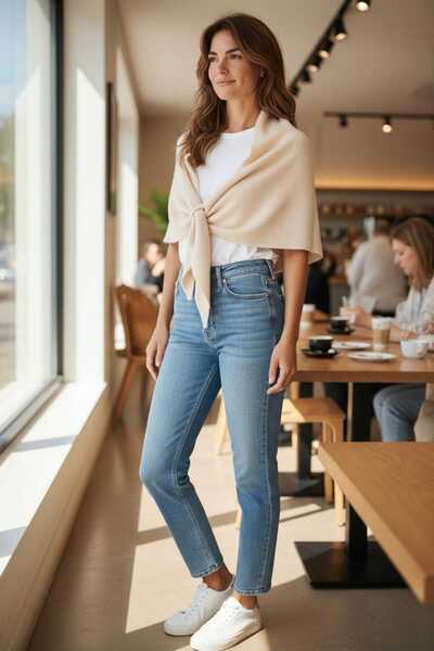 MODA ÜÇGEN İÇTEN GEÇMELİ OMUZ ŞALI