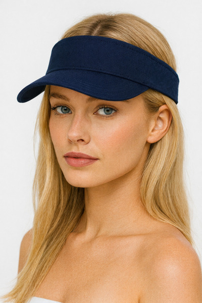 ZERAMİNE قبعة ذات حافة زرقاء داكنة للجنسين