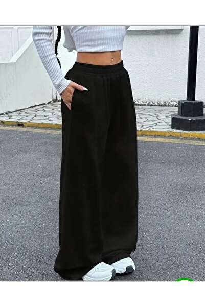 modlux Kadın Siyah Baggy Eşofman Altı Battal Beden Rahat Kumaş