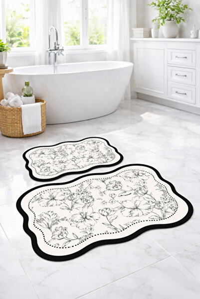 Decomia Home Covoraș de baie digital anti-alunecare, lavabil, dublu, modern, ...