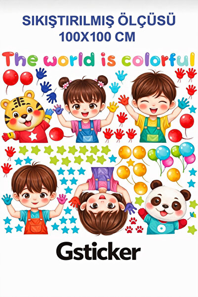 Wannart Çocuk Odası Duvar Sticker Anaokulu Kreş Duvar Süslemeleri Ana Okulu D...