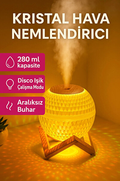 Store Kristal Tasarımlı Işıklı Hava Nemlendirici | 280 ml | Renkli Disco Aydı...