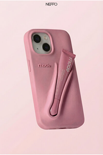 NEFFO iPhone 13/14/15 Uyumlu Summer Lip Case – Ruj Bölmeli Şeffaf Rujlu Telef...