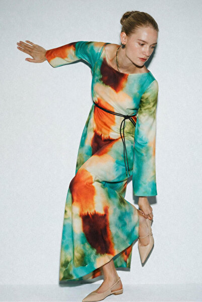 Touché Privé BATİK DESEN KREP ELBİSE