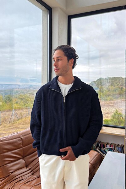 Flaw Wear Tricotaj cu fermoar Cardigan bleumarin