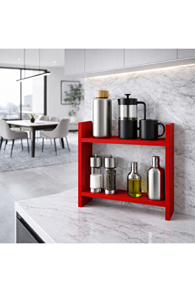 Alina Dizayn BUSE MUTFAK TEZGAH ÜSTÜ RAF KIRMIZI