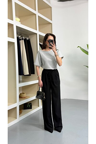 R-Style POLİVİSKON BAĞLAMALI PALAZZO PANTOLON