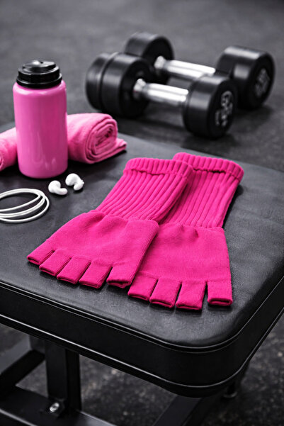 GenelTedarik Akormia Jimnastik Eldiveni Yarım Parmak Uzun Kol - Kırmızı