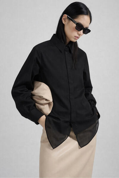 Touché Privé Poplin Shirt with Chiffon Details