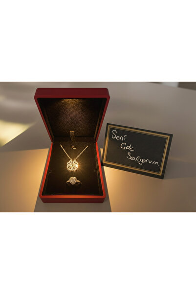 JUPİTER HOME Işıklı Kutuda Mıknatıslı Yonca Kalp Kolye Ve Yüzük 14 Şubat Sevg...