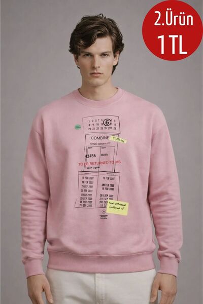 COMBİNE MİCHAİL Ανδρικό φούτερ Casual Front με τύπωμα σε ροζ χρώμα