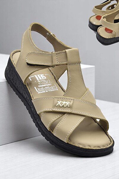 ISPARTALILAR 203 FULL ORTOPEDIC Sandale de damă din piele naturală cu toc cu ...