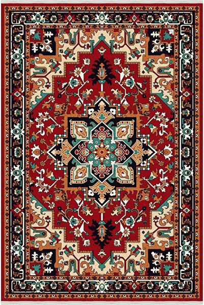kilim home Mars Serisi Kırmızı Ve Hardal Tonlarında Antika Otantik Eskitme De...