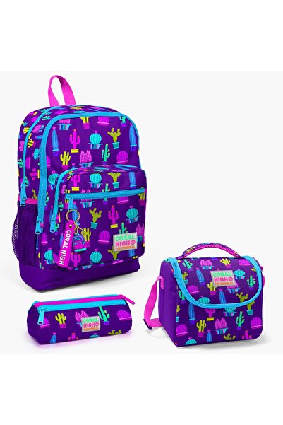 Coral High طقم حقائب مدرسية مكونة من 3 قطع بنقشة الصبار الوردي للأطفال SET012...