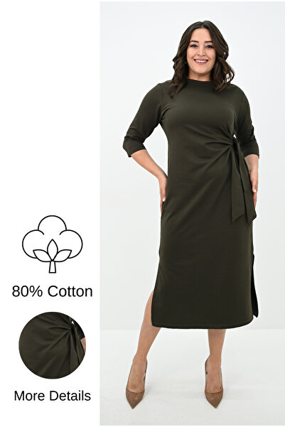 Koza Butik Dámské šaty velké velikosti se zavazováním v pase 5274-25