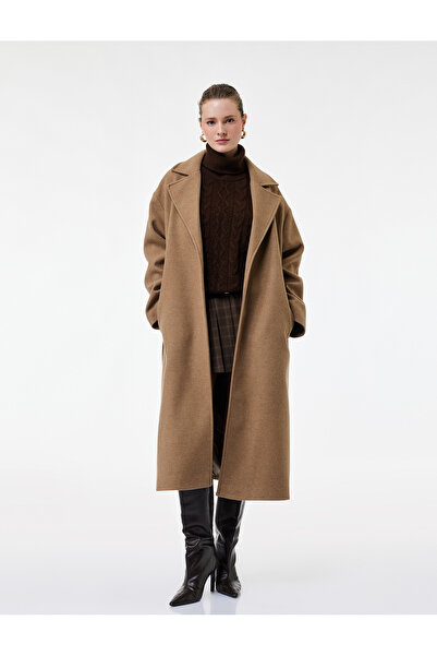 Koton Palton lung cu curea, cu mâneci lungi, cu buzunare