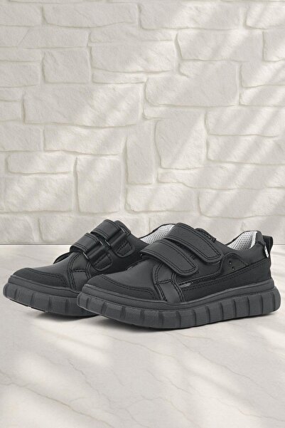 Rakerplus Genuine Leather Black Velcro Casual Sports Children's School Shoes