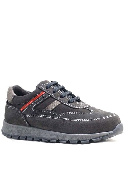 Rakerplus Genuine Leather Gray Lace-Up Boys' Sports School Shoes