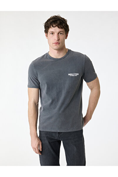 Koton Μπλουζάκι με κανονική εφαρμογή, κοντομάνικο, βαμβακερό, πλενόμενο, με λ...