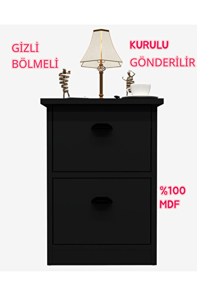 KONAK EV EŞYALARI Gloin Gizli Bölmeli Komodin,MDF,Kurulu Gönderilir,Montaj Ge...