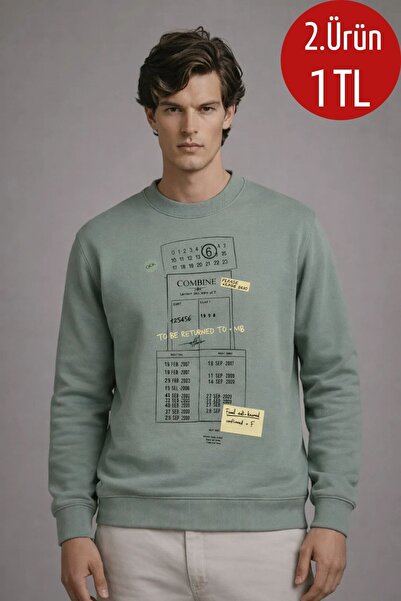 COMBİNE MİCHAİL Pulover casual pentru bărbați cu imprimeu Mint Swea tricou