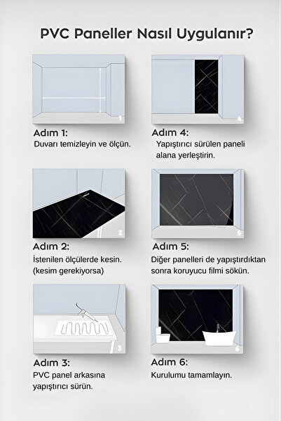 DİECOR Premium Kalite Mermer Desenli PVC Panel 122x244 Cm Suya Dayanıklı Banyo, Mutfak Ve Zemin Kaplama