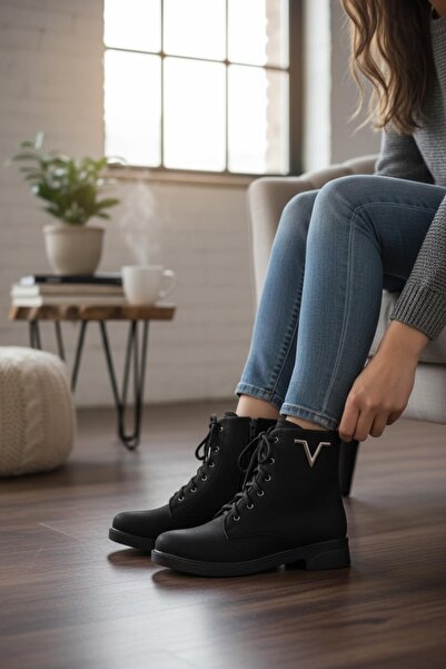 ISPARTALILAR 4570 Kaymaz Taban Fermuarlı Bağcıklı Günlük Kadın Bot Postal Kad...