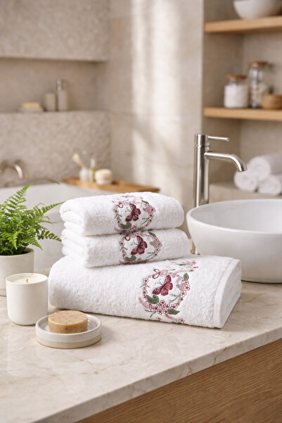 Bella Home Bamboo Cotton 50 X 90 cm Embroidered Hand Towel