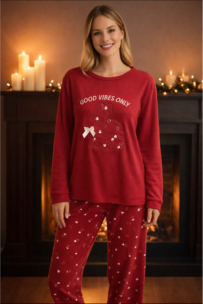 Tarık Kırmızı termal kadın pijama takımı