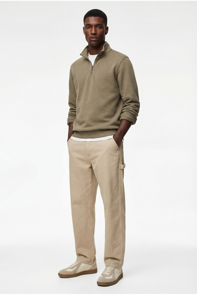 Koton Hanorac cu mânecă lungă, cu fermoar pe jumătate, cu fermoar