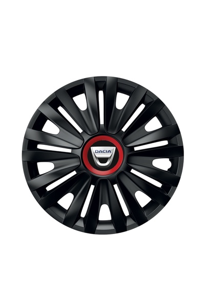 Autohelix MSA Set de 4 capace de roți negre cu inel roșu Royal R15 pentru gam...