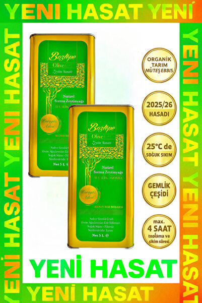 OliveArt 2024/25 2x5 Lt Natürel Sızma Zeytinyağı Soğuk Sıkım Filtresiz 0,3 Asit