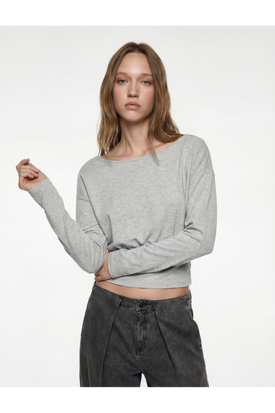 Koton Tricou cu mânecă lungă, cu decolteu rotund, cu croială obișnuită