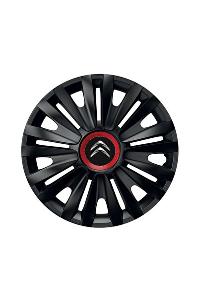 Autohelix MSA Set de 4 capace de roți negre cu inel roșu Royal R15 pentru gam...