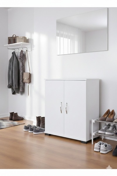 KZY 4 Bölmeli Beyaz Ayakkabılık