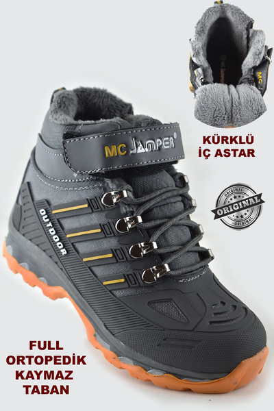 ISPARTALILAR 4619 Ortopedik Kaymaz Taban İçi Kürklü Kışlık Çocuk Bot Ayakkabı...