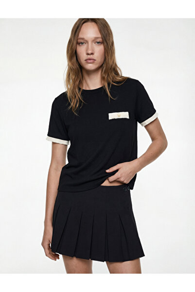 Koton Tricou din bumbac guler rotund cu mânecă scurtă, cu croiala obișnuită