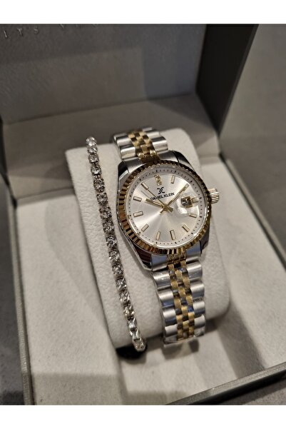 Daniel Klein سوار فولاذي للنساء، ساعة يد مرصعة بحجر الزركون